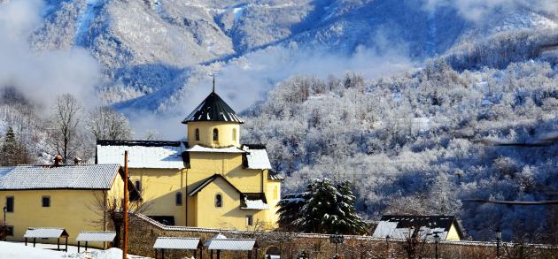 В горах Черногории в феврале снежно и очень красиво, а на побережье уже распускаются первые цветы