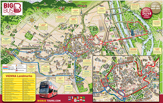 Карта Вены с достопримечательностями и музеями