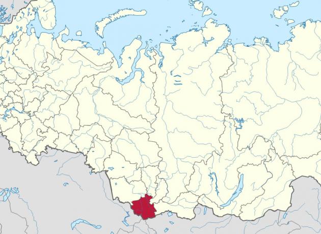 Горный Алтай на карте России (фото: wikimedia.org)
