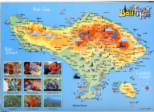 Карта Бали с достопримечательностями