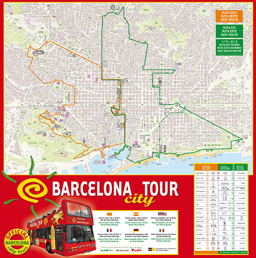 Карта Барселоны с достопримечаетльностями