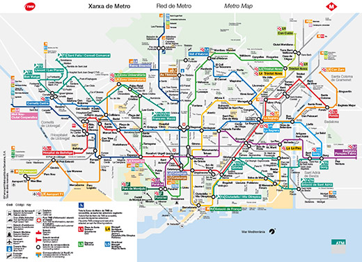 Карта схема метро Барселоны