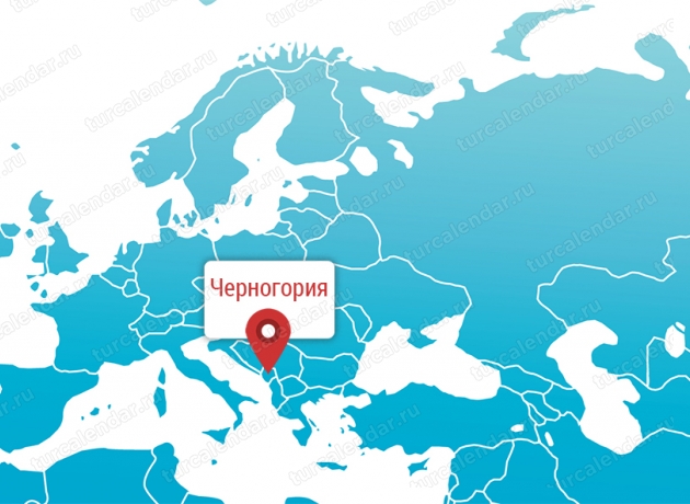 Черногория на карте Европы