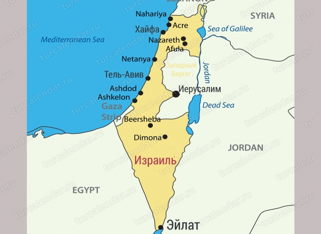Эйлат на карте Израиля