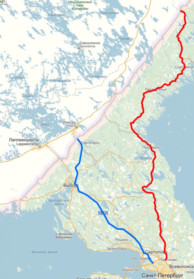 Подробная карта Карелии с населенными пунктами, озерами и дорогами для рыбаков