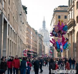 Миланская улица во время февральского карнавала