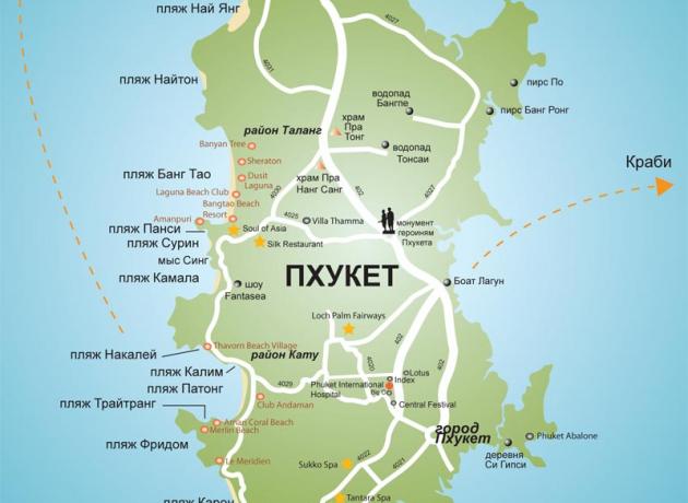 Карта острова Пхукет на русском языке