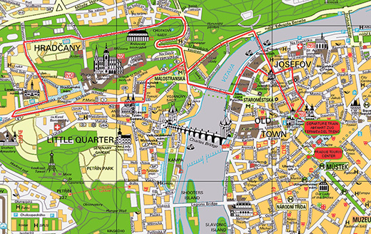 Карта Праги с достопримечаетльностями