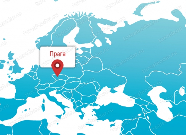 Прага на карте Европы