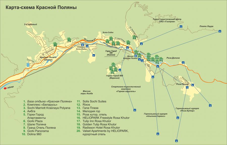 Где находится Сочи на карте России? Подробная карта города Сочи