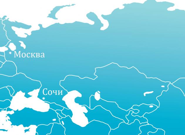 Расположение города Сочи на карте России