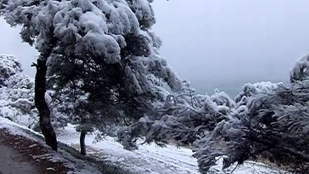 Снег в Греции январь 2016